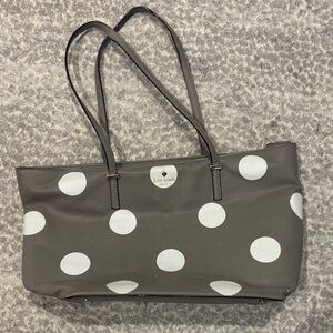 Kate Spade Charcoal Tote with White Polka Dots
